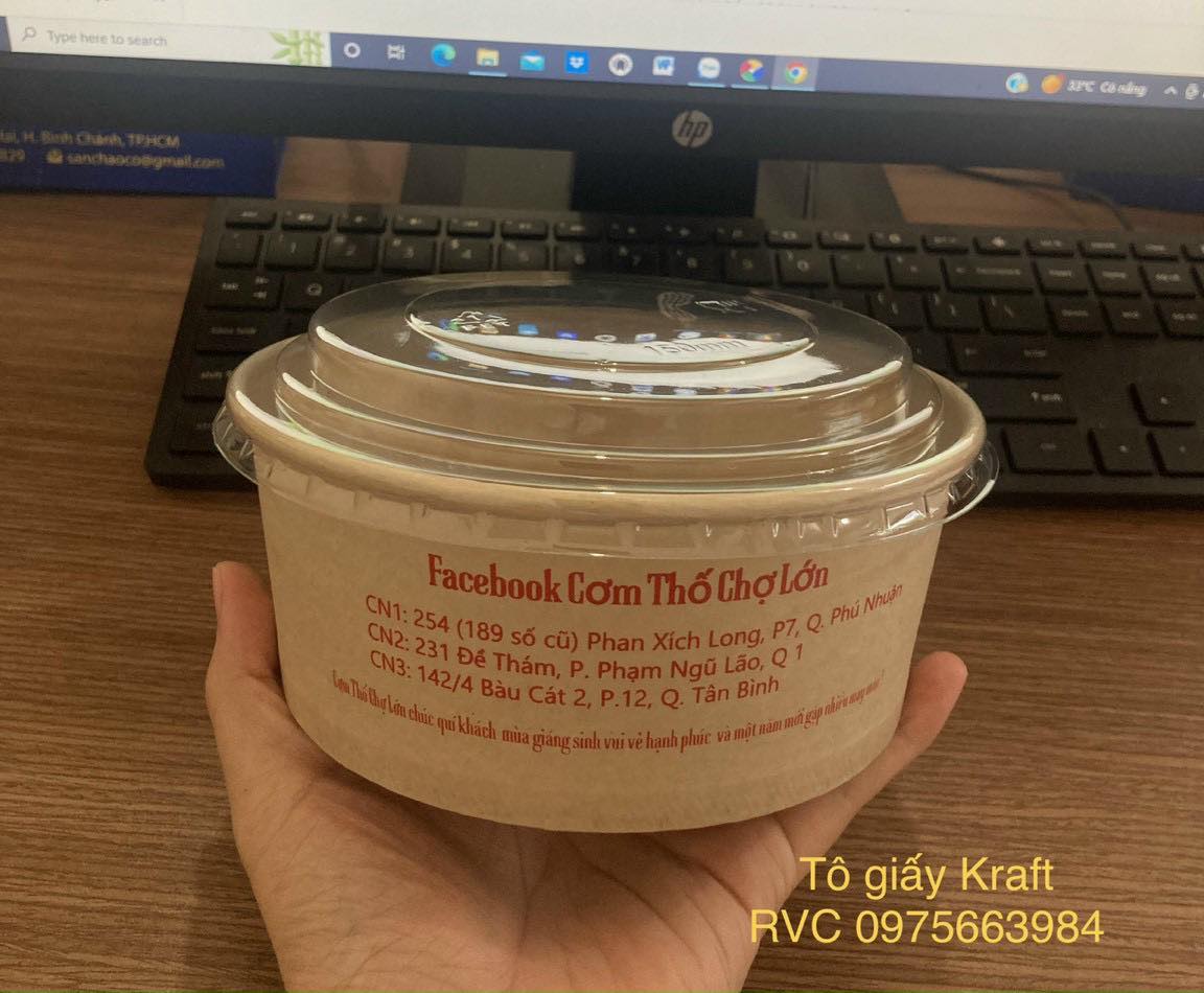 Tô giấy kraft đựng cháo, soup đa dạng mẫu mã, in ấn chất lượng