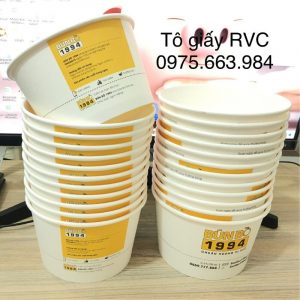 Tô giấy đựng thức ăn có nắp đóng gói chắc chắn.