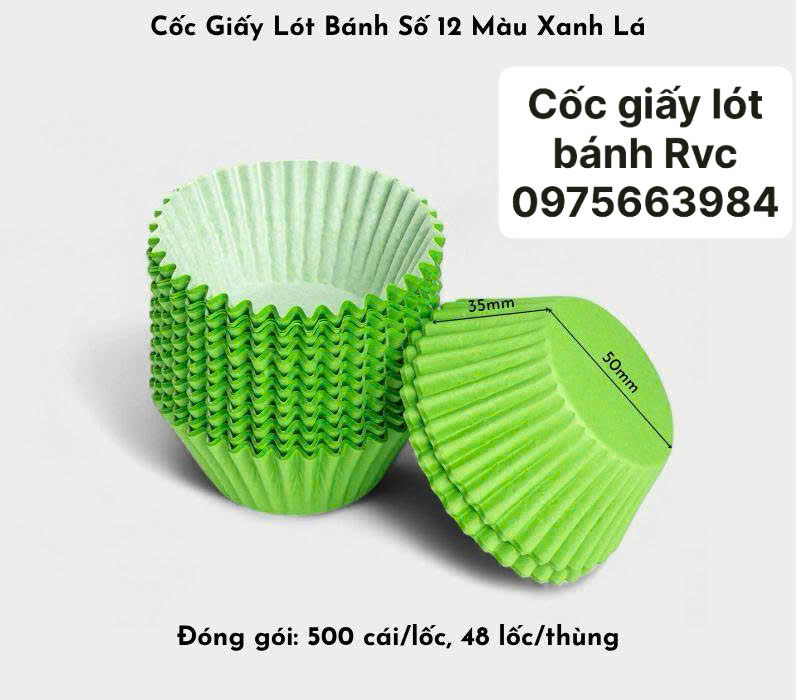 Cốc giấy lót bánh 120ml màu xanh lá đựng bánh ngọt