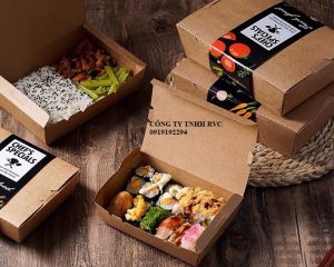 Hộp giấy Kraft đựng sushi