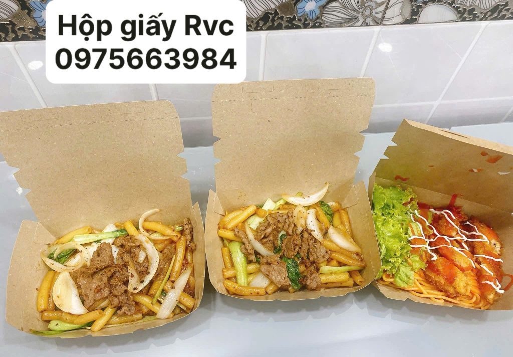 Hộp giấy kraft 1200ml đựng thức ăn giá rẻ, in ấn chất lượng