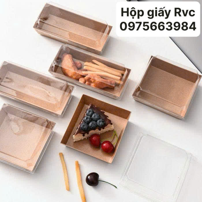 Hộp giấy nắp trong 205x150mm nắp PET Hộp giấy nắp trong 205x150mm nắp PET