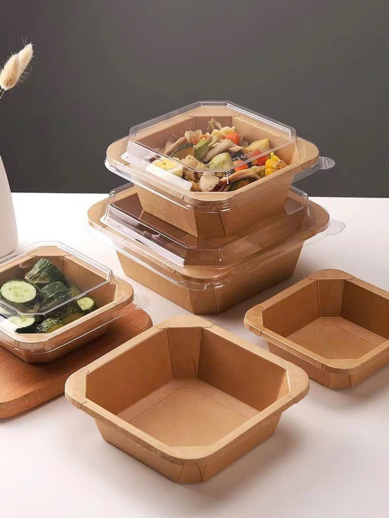 Hộp giấy kraft vuông nắp trong đựng bánh ngọt tăng tính thẩm mỹ 1 hop giay vuong nap pet 2 1