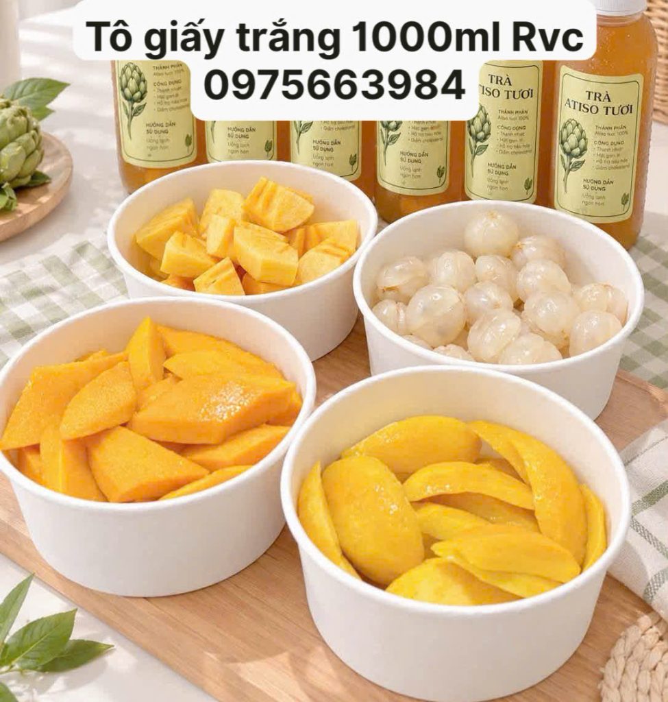 Tô giấy trắng 1000ml đựng trái cây Tô giấy trắng 1000ml đựng trái cây