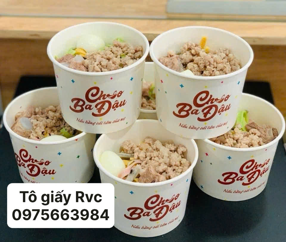 Tô giấy trắng 1000ml đựng thức ăn 