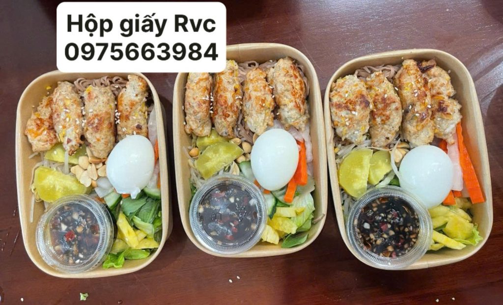 Hộp giấy chữ nhật 750ml đựng thức ăn 